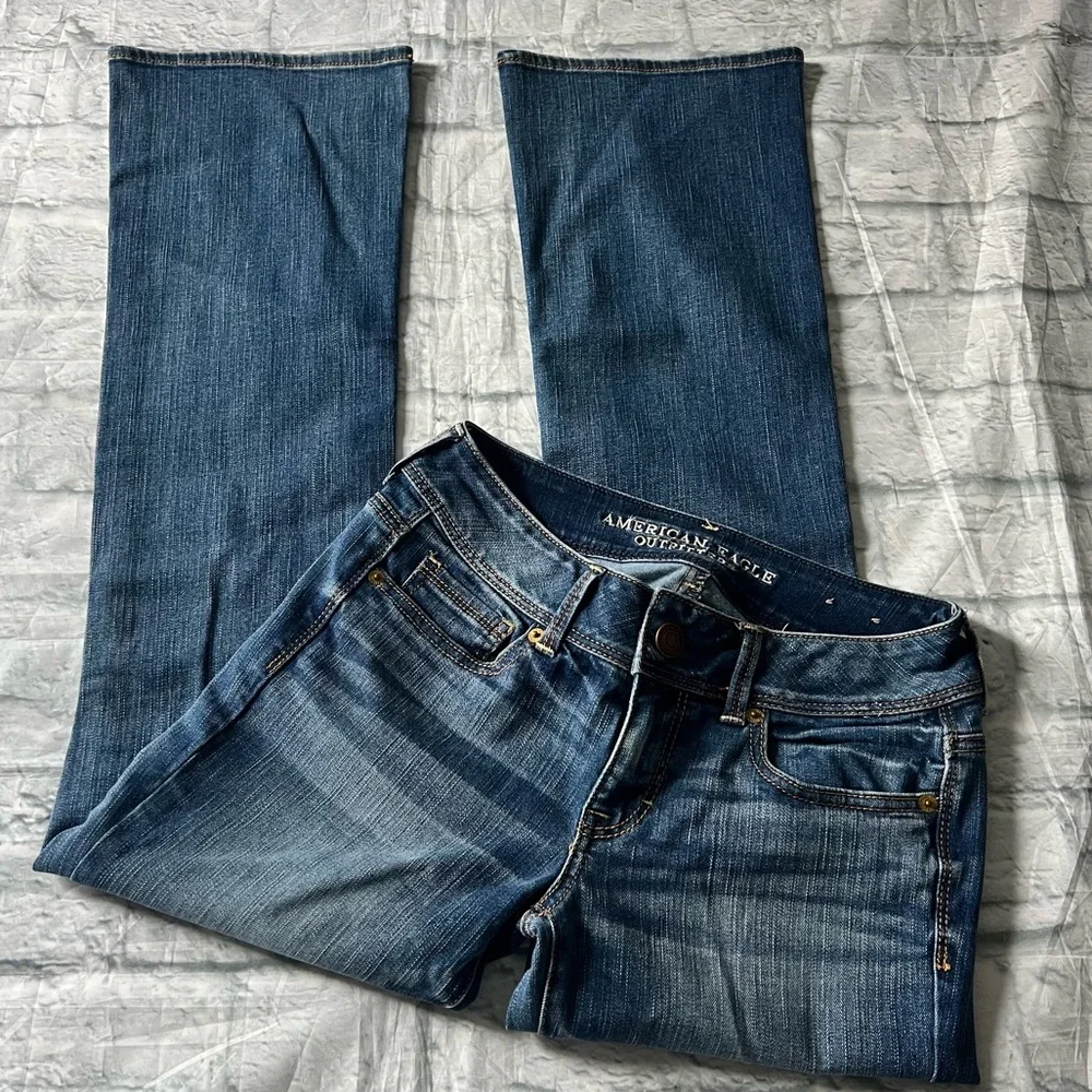 American Eagle Kick Boot Super Stretch Jeans Low Rise Y2K - Picture 2 of 10